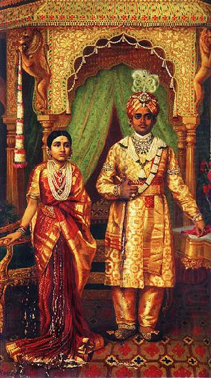 Raja Ravi Varma Krishnaraja Wadiyar IV and Rana Prathap Kumari of Kathiawar china oil painting image